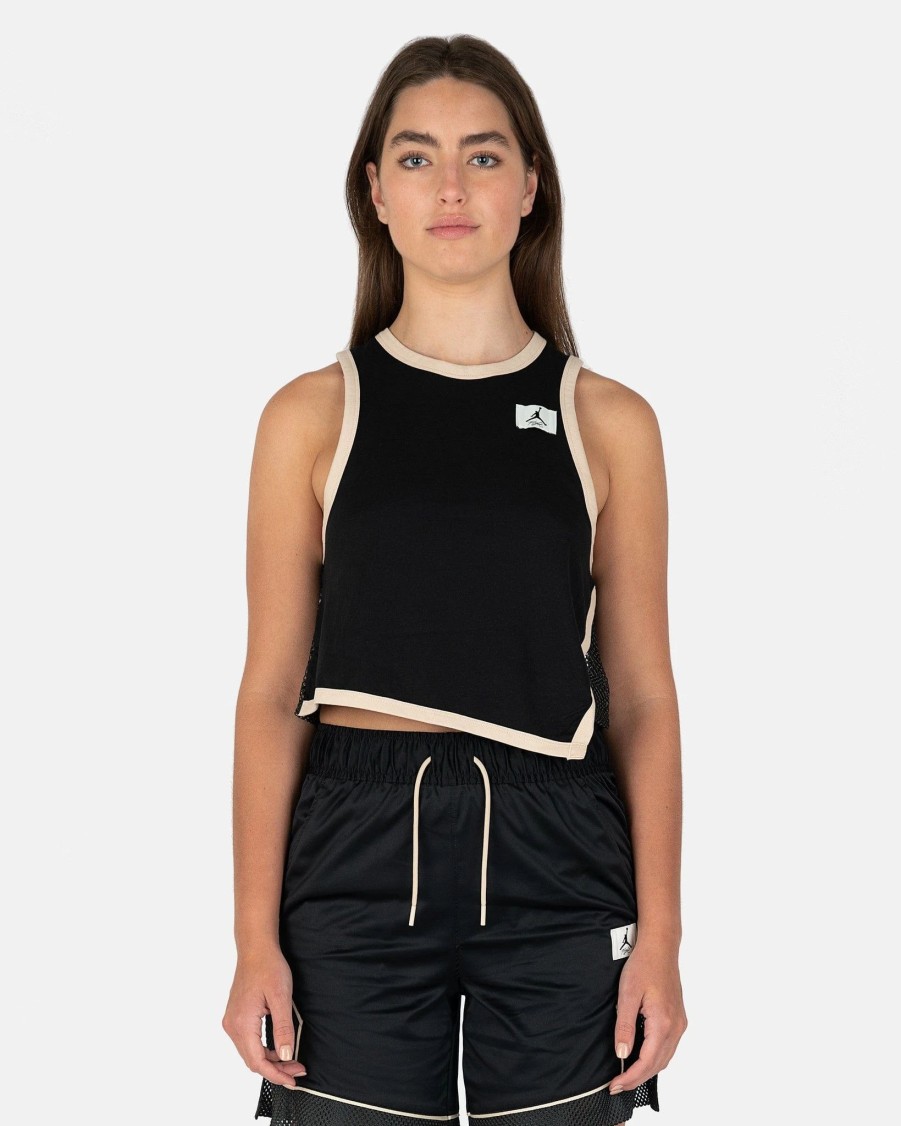 Tops * | Jordan Essential Diamond Jersey Tank In Black/Dark Smoke