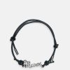 Accessories * | Marni Leather Logo Bracelet In Coal