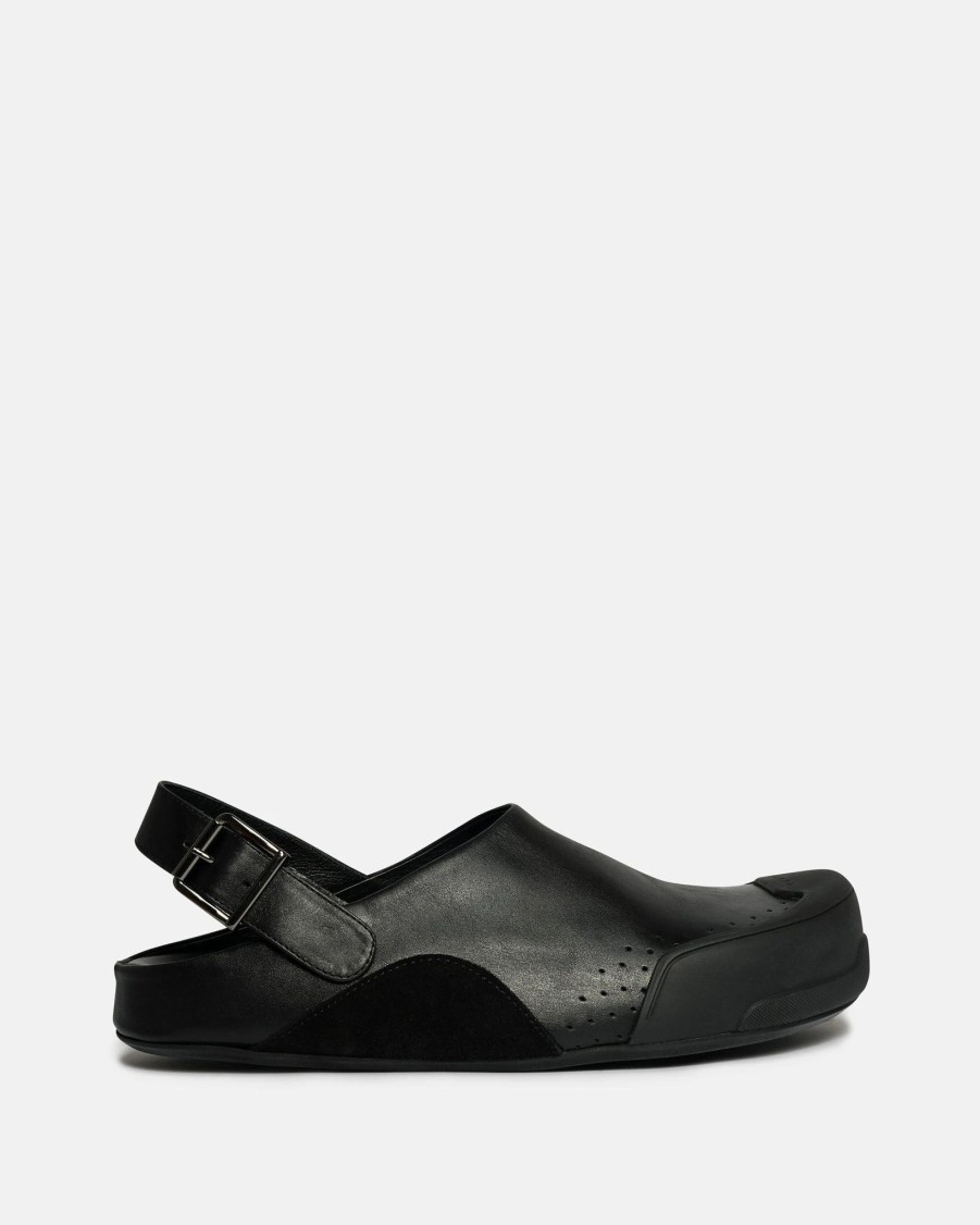 Footwear * | Marni Leather And Suede Sabot In Black