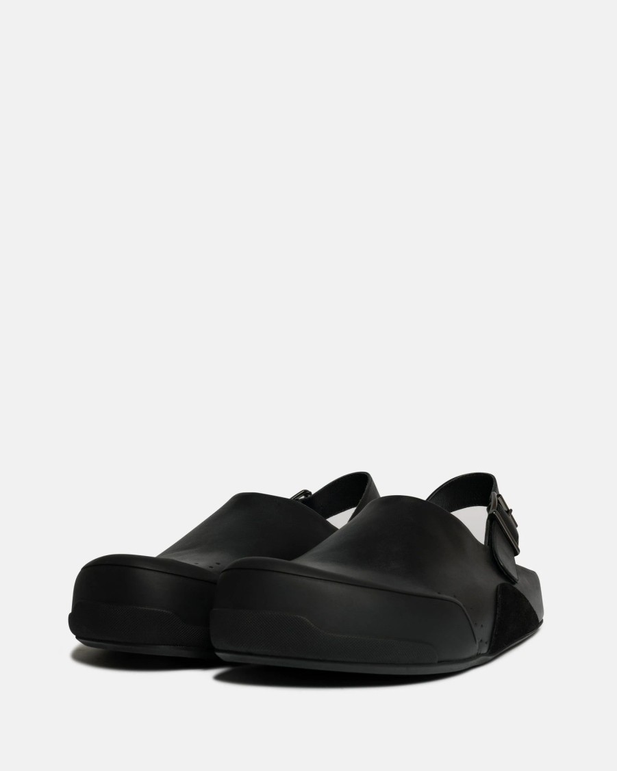 Footwear * | Marni Leather And Suede Sabot In Black