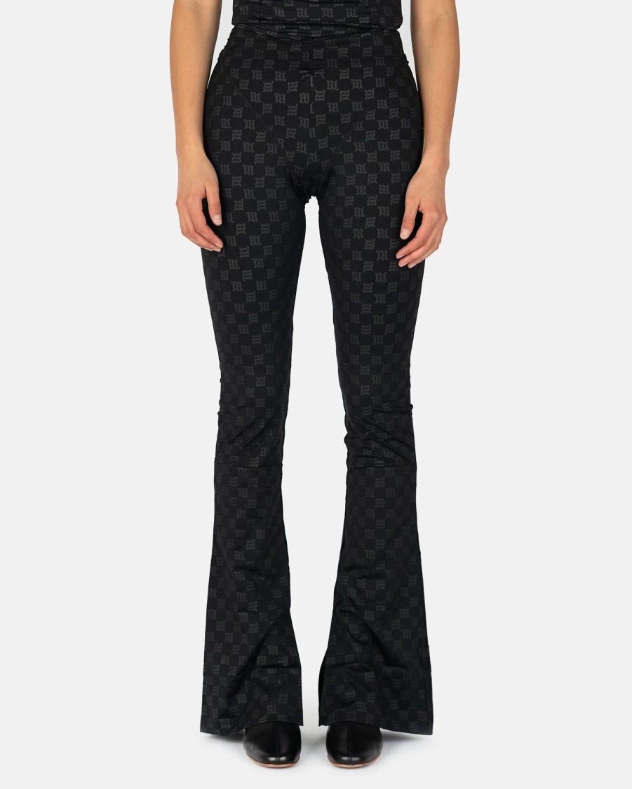 Pants * | Misbhv Monogram Flared Trousers In Black