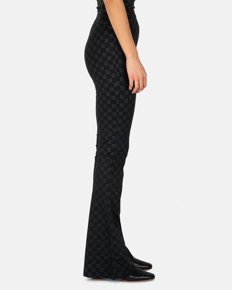 Pants * | Misbhv Monogram Flared Trousers In Black