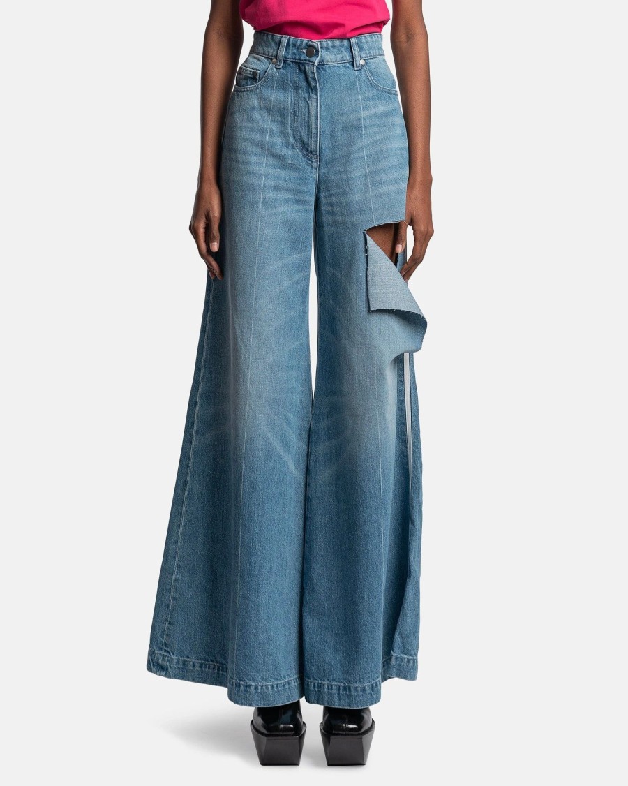 Pants * | Peter Do Ripped Wide Leg Jeans In Powder Blue