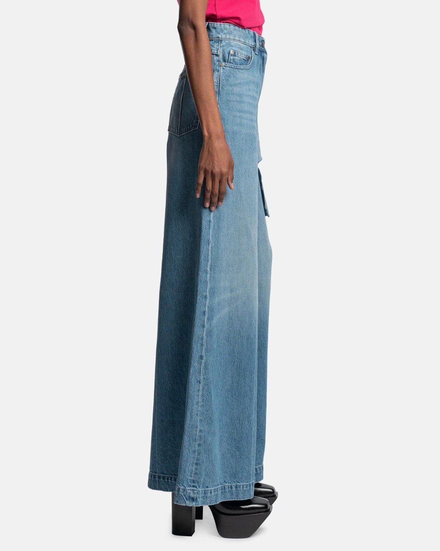 Pants * | Peter Do Ripped Wide Leg Jeans In Powder Blue