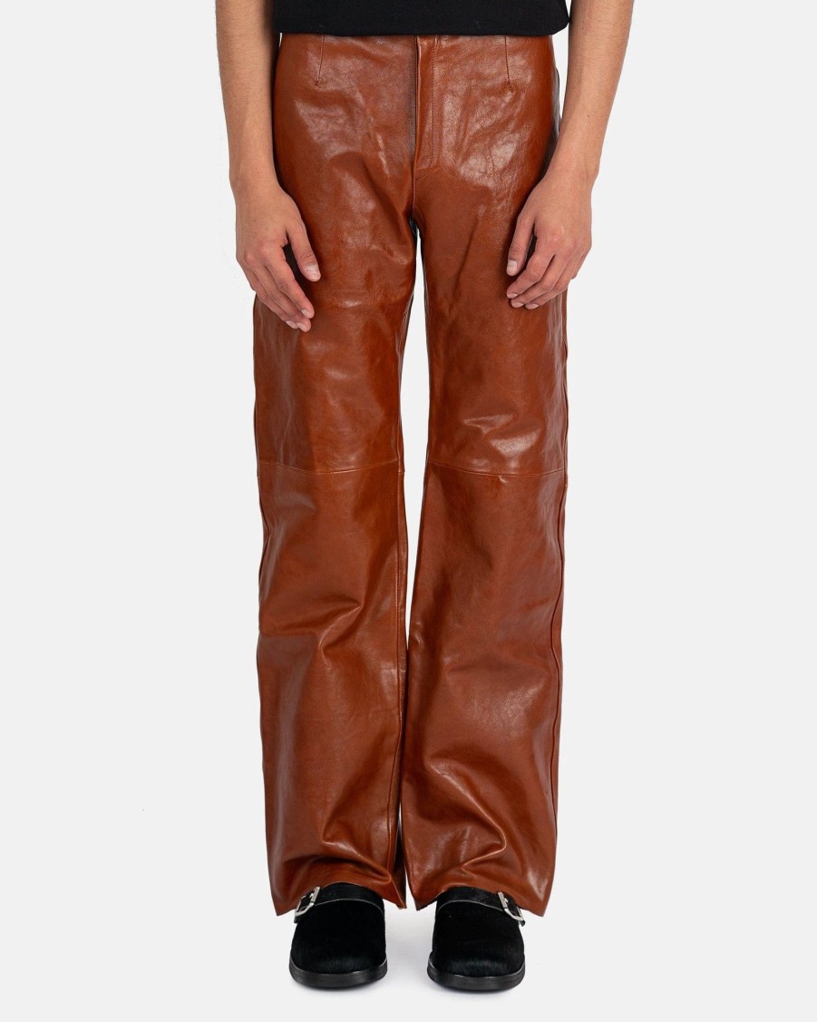 Pants * | Our Legacy Biker Trousers In Cognac Brown Leather