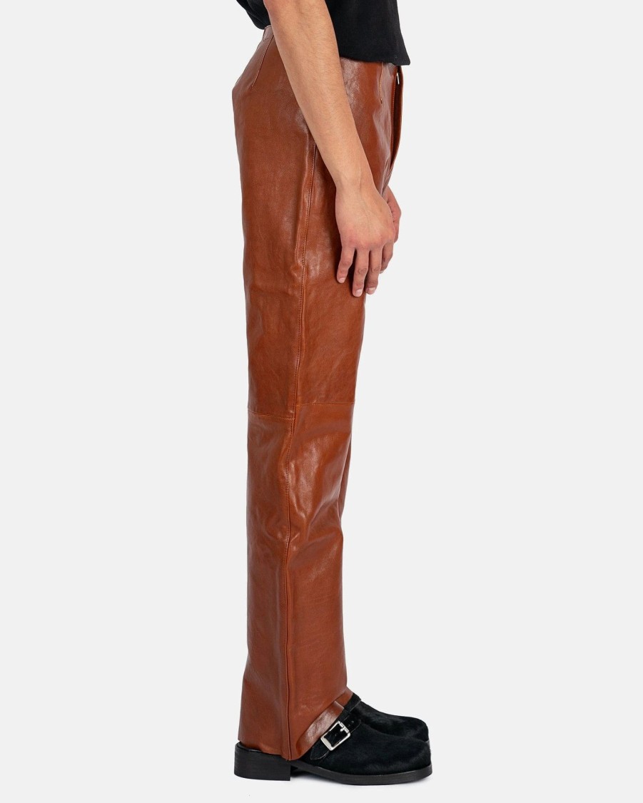 Pants * | Our Legacy Biker Trousers In Cognac Brown Leather