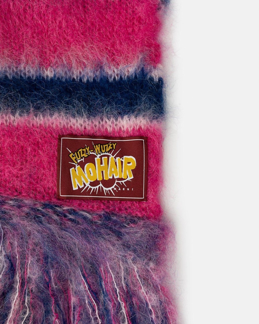 Accessories * | Marni Striped Mohair Scarf In Pink