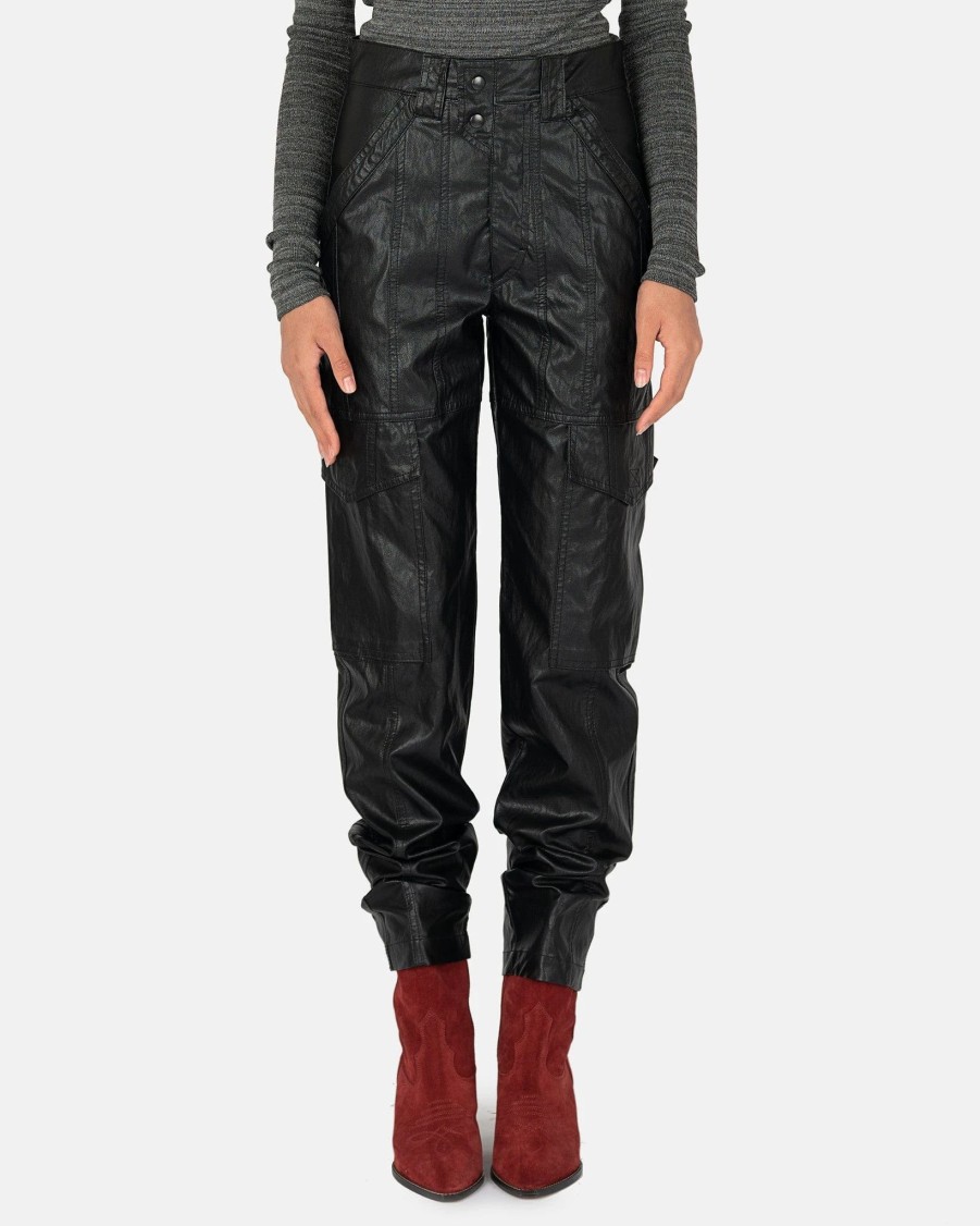 Pants * | Isabel Marant Etoile Vayonili Faux-Leather Pants In Black