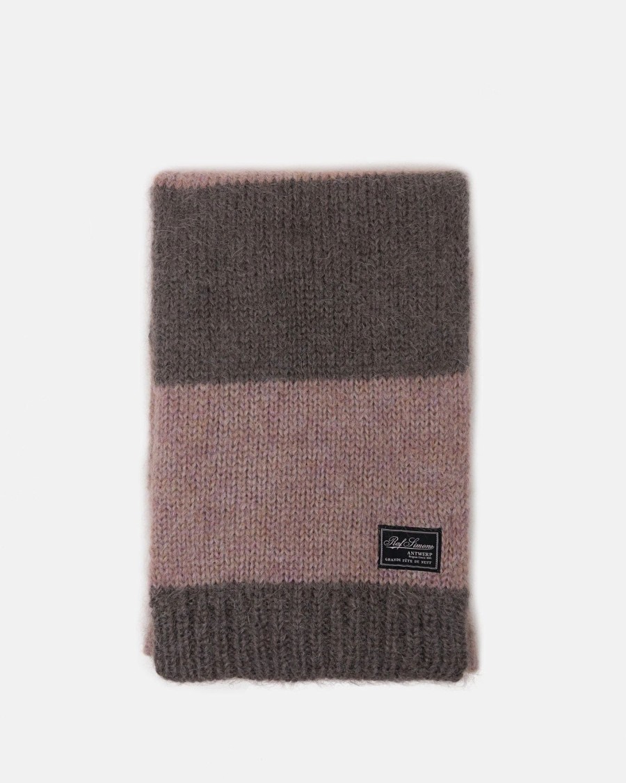 Accessories * | Raf Simons Mohair Scarf In Brown Pastel Violet