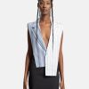 Tops * | Feng Chen Wang Blazer Collar Vest In White