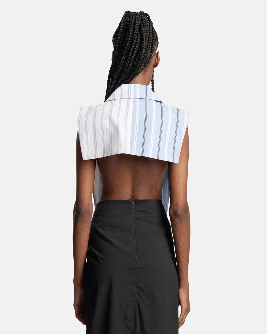 Tops * | Feng Chen Wang Blazer Collar Vest In White