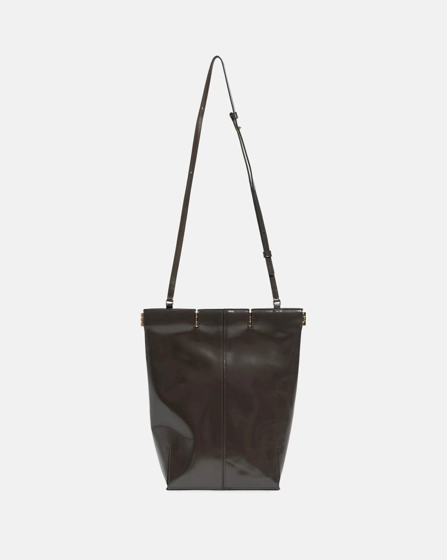 Accessories * | Peter Do Medium Hinged Tote In Shiny Brown