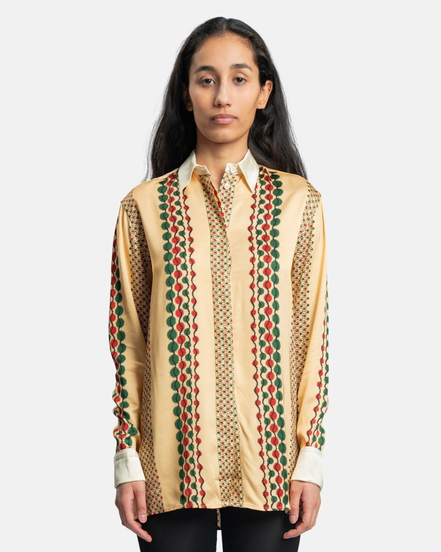 Tops * | Wales Bonner Acoustic Shirt In Camel Multi