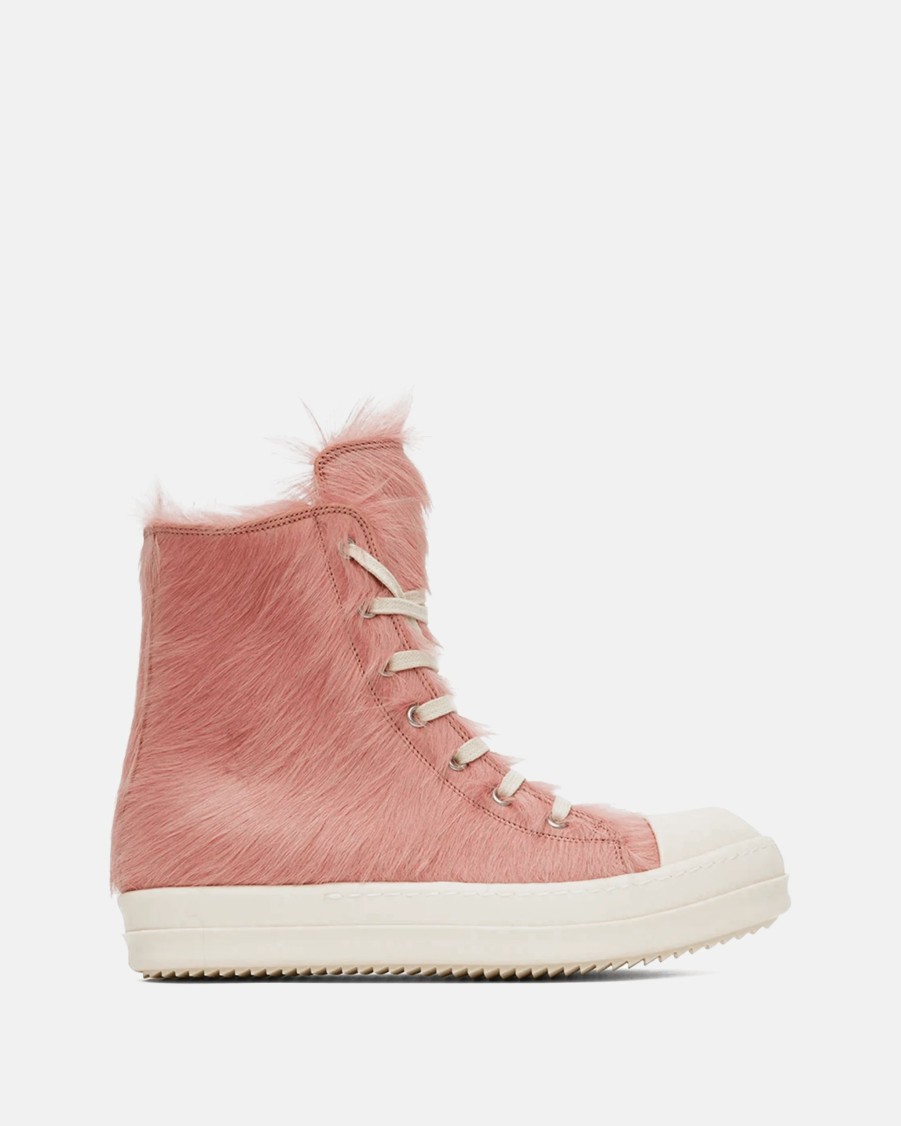 Footwear * | Rick Owens Long Hair Ramones In Dirty Pink/Milk