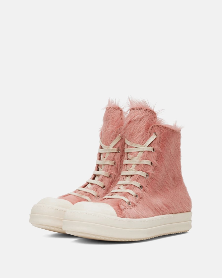 Footwear * | Rick Owens Long Hair Ramones In Dirty Pink/Milk