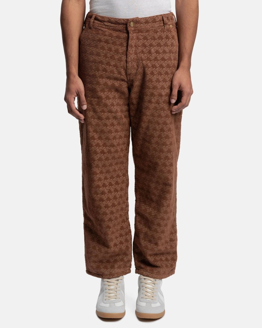 Pants * | Erl Corduroy Embossed Pants In Brown