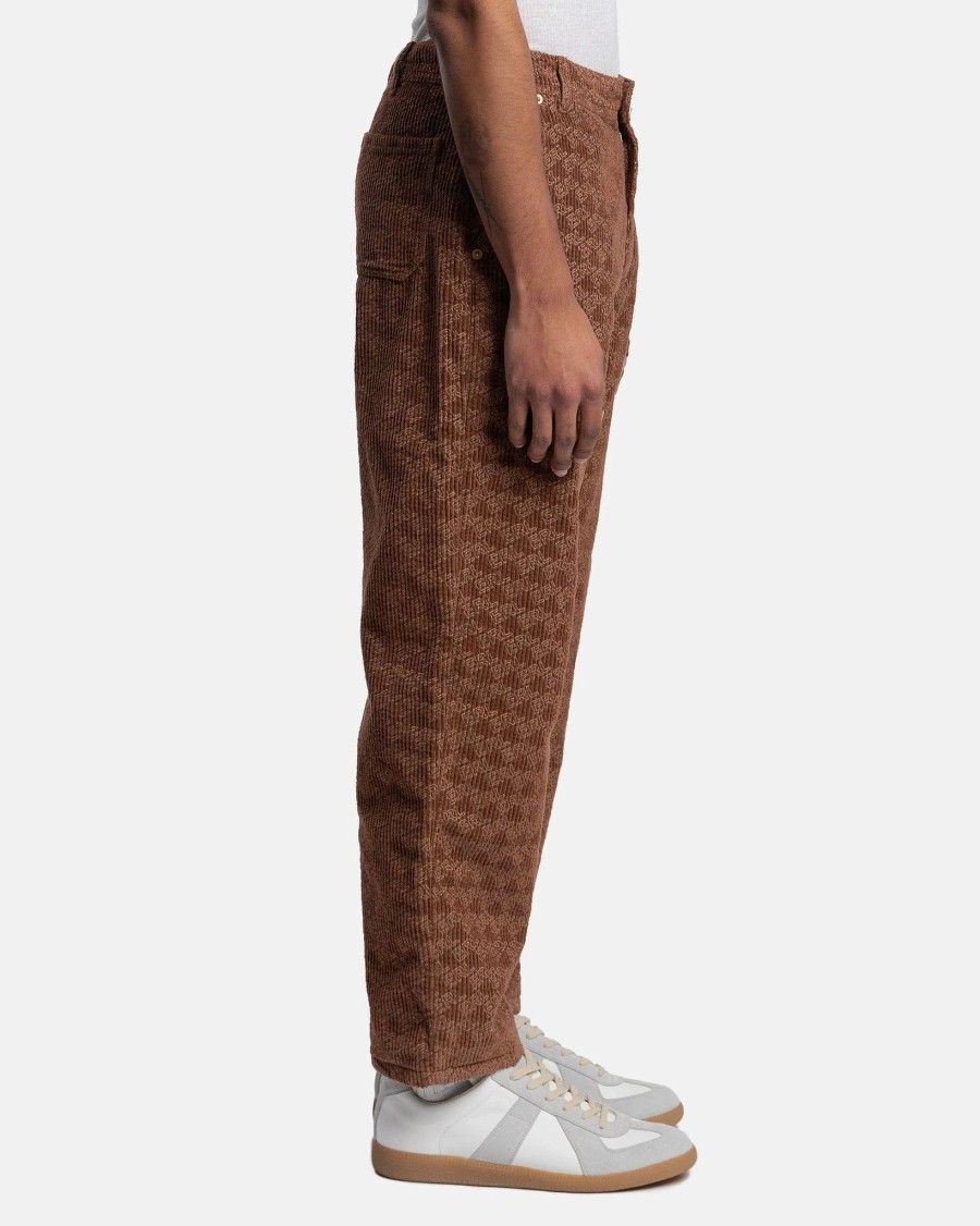 Pants * | Erl Corduroy Embossed Pants In Brown