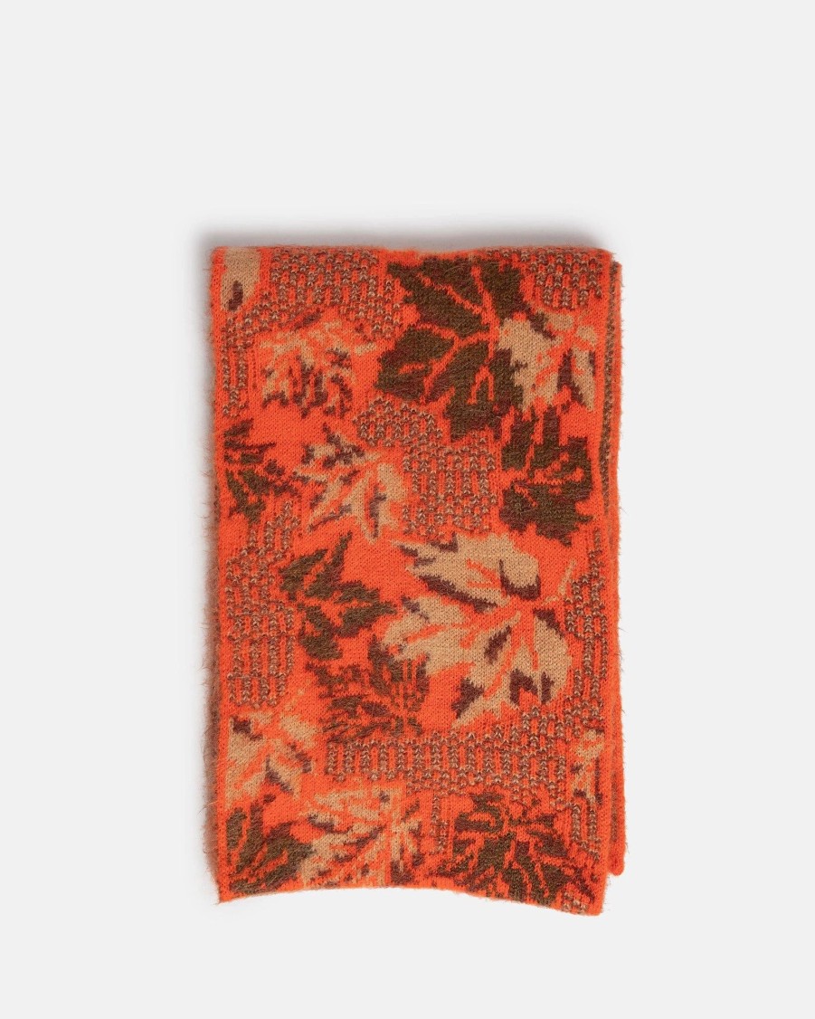 Accessories * | Erl Round Neck Jacquard Scarf In Orange