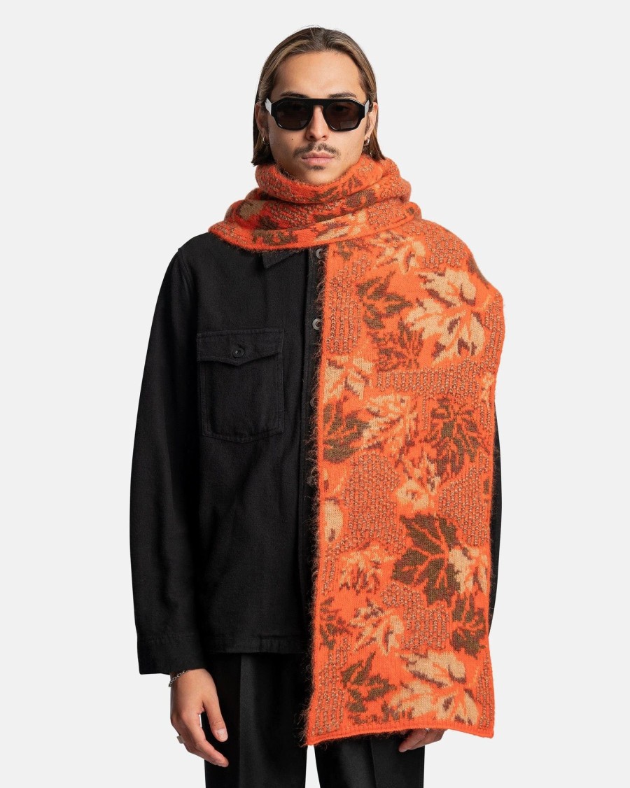 Accessories * | Erl Round Neck Jacquard Scarf In Orange