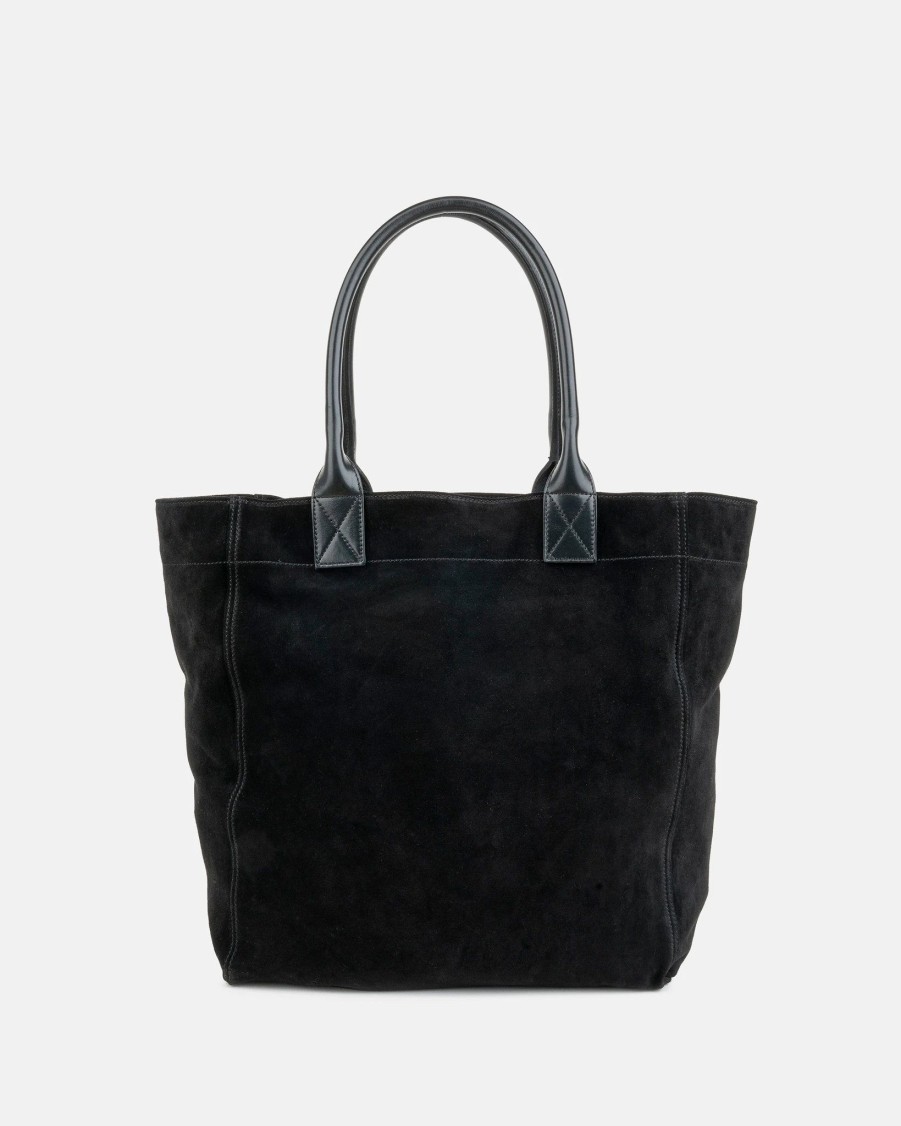 Accessories * | Isabel Marant Etoile Yenky Suede Logo Tote In Black