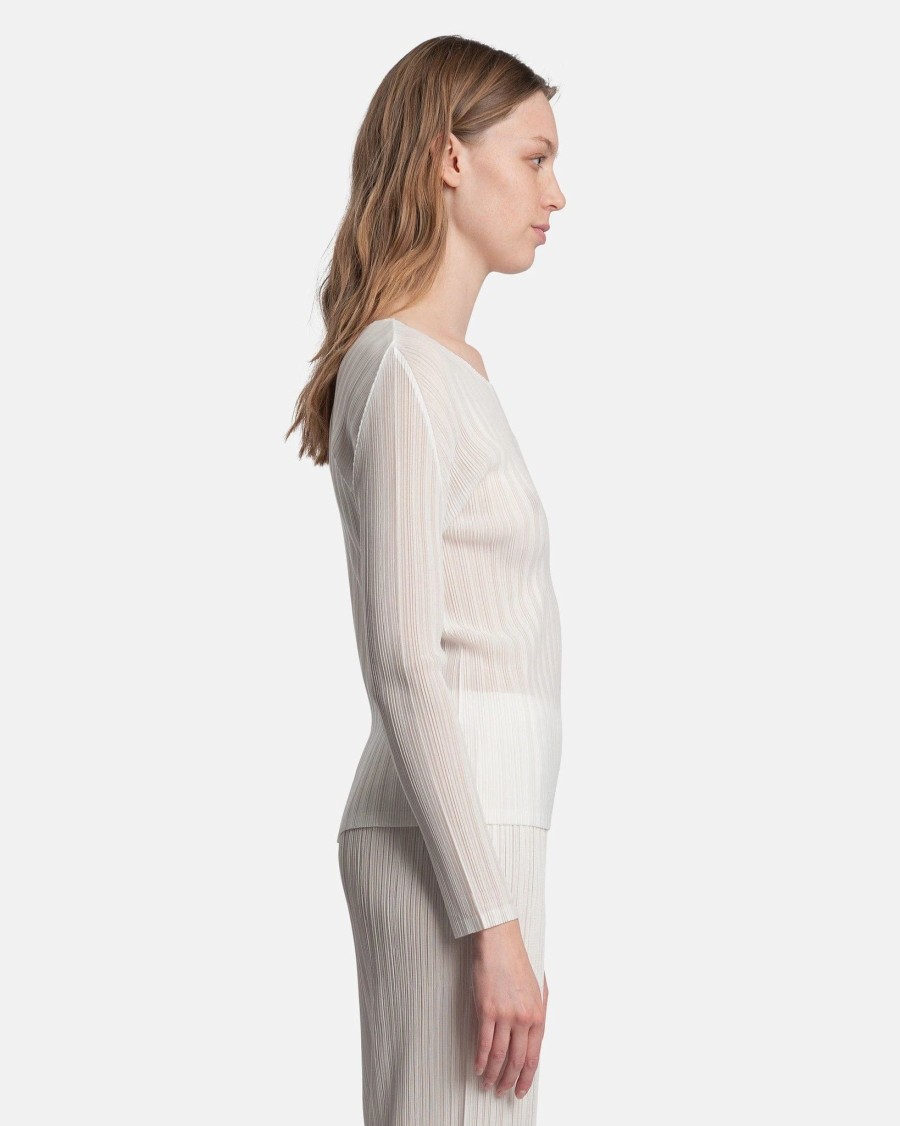 Tops * | Pleats Please Issey Miyake Rib Pleats Basics In White