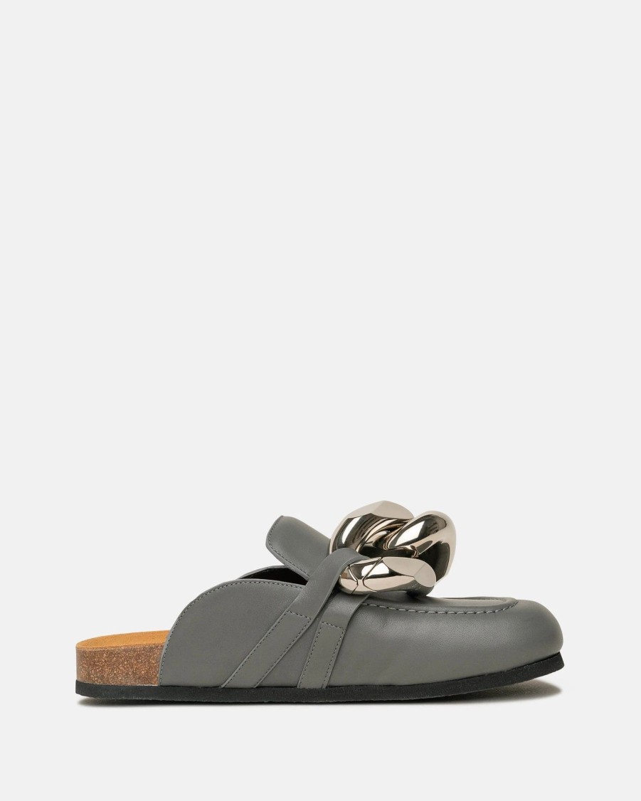 Footwear * | Jw Anderson Calf Chain Loafer In Medium Grey