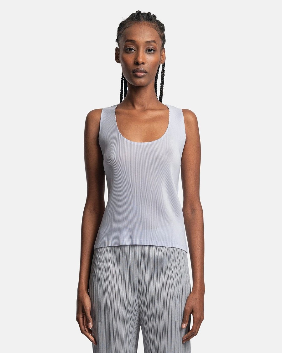 Tops * | Pleats Please Issey Miyake Mist Tank Top In Light Blue