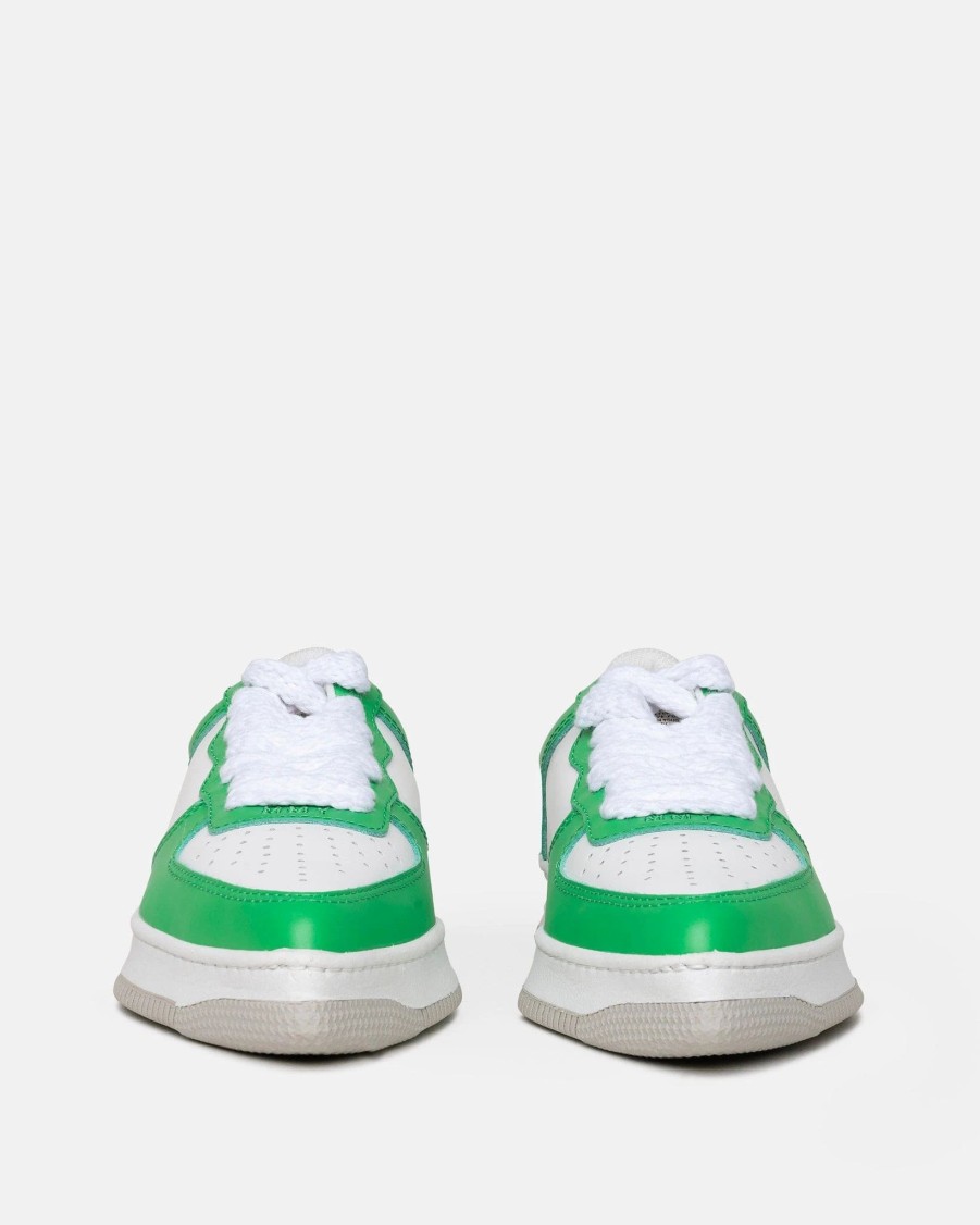 Footwear * | Maison Mihara Yasuhiro Pointed Leather Low Sneakers In Green/White