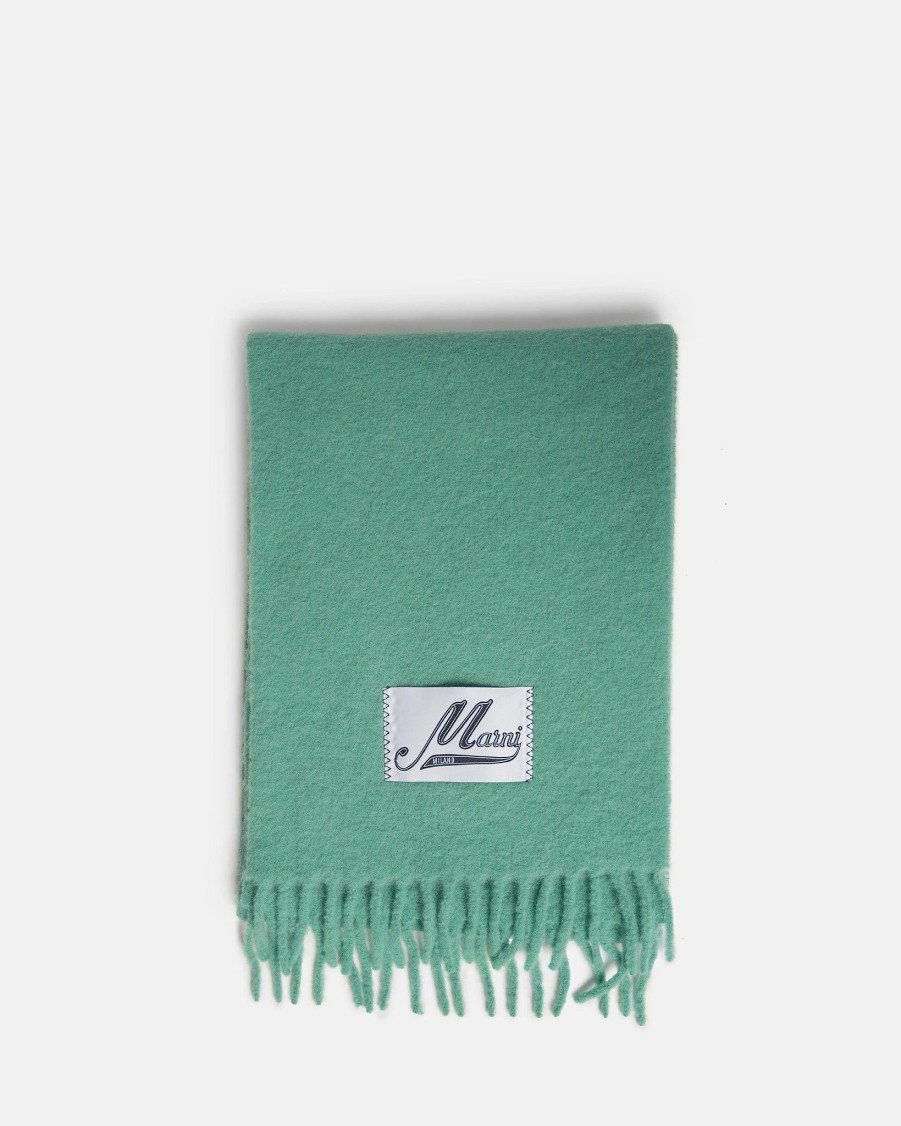 Accessories * | Marni Brushed Wool Scarf In Spring Green