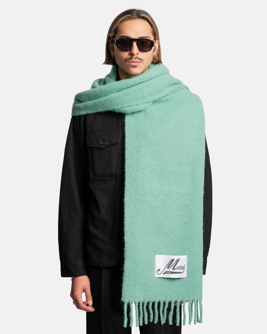 Accessories * | Marni Brushed Wool Scarf In Spring Green