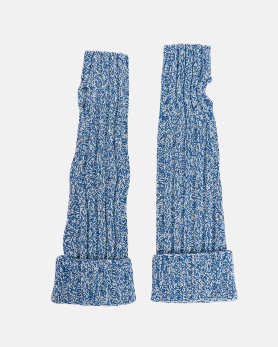 Tops * | Ganni Structured Rib Wrist Warmers In Nautical Blue