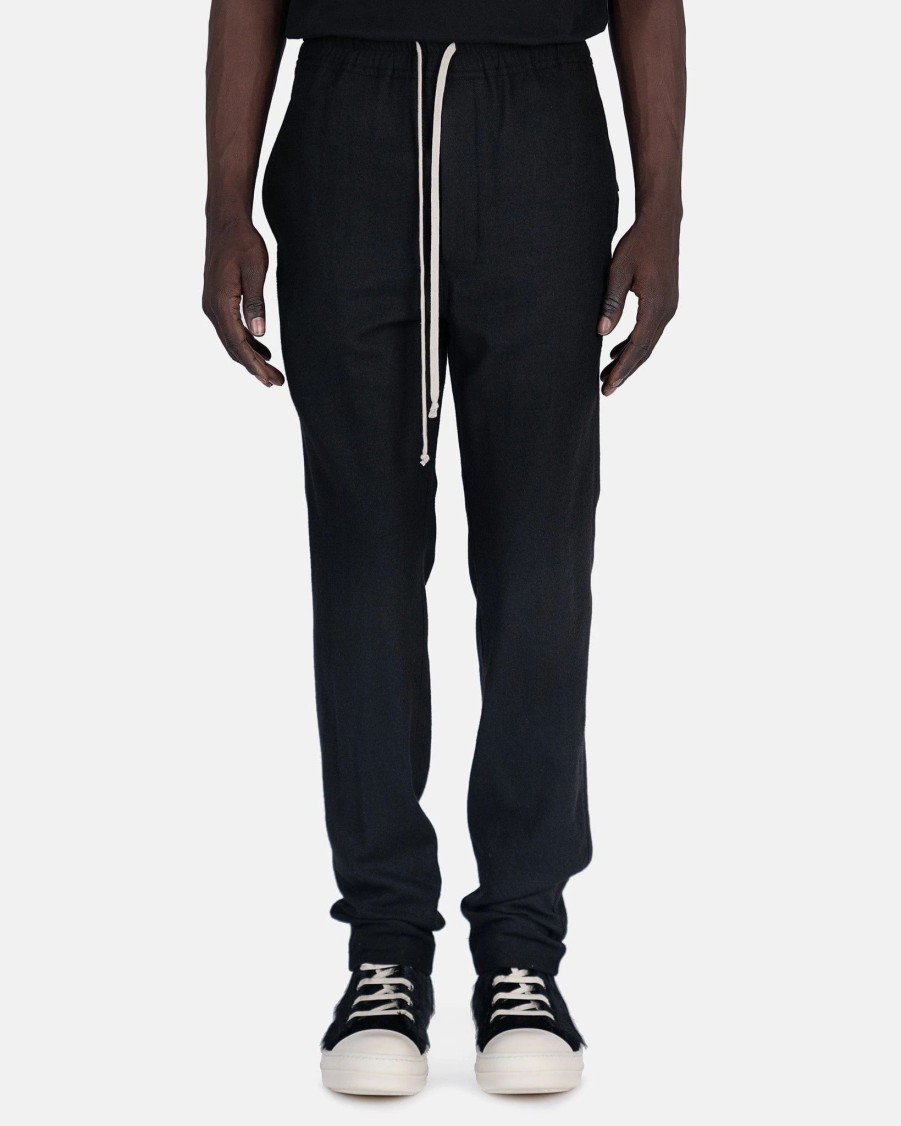 Pants * | Rick Owens Drawstring Slim Long In Black