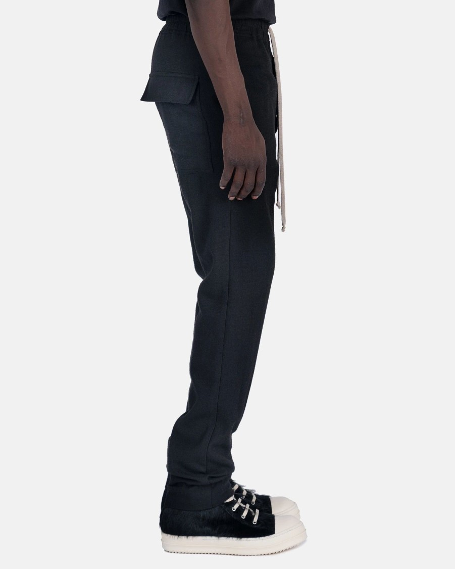 Pants * | Rick Owens Drawstring Slim Long In Black