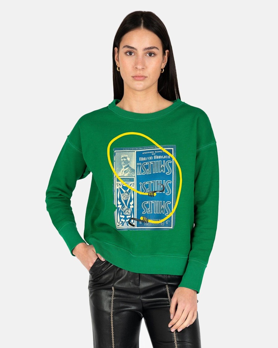 Tops * | Maison Margiela Circus Smile Sweatshirt In Green