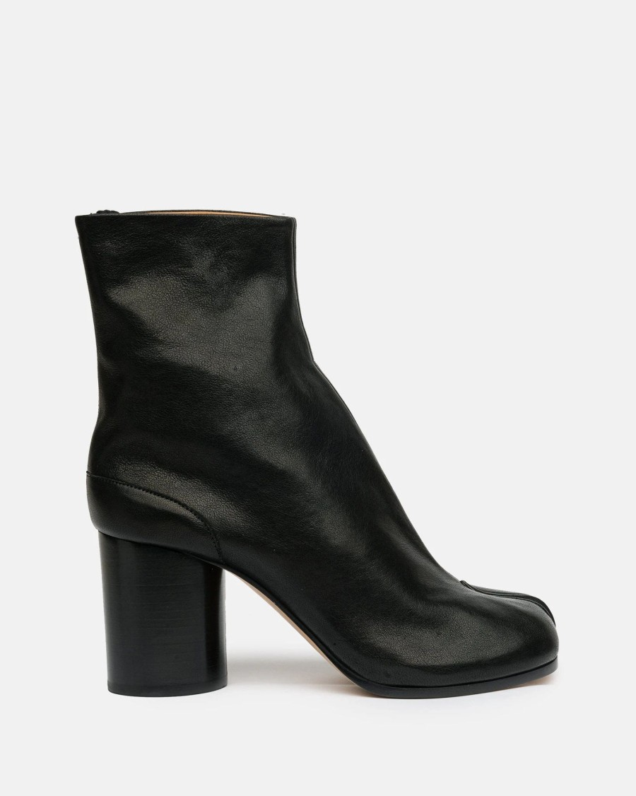 Footwear * | Maison Margiela Tabi Leather Ankle Boots In Black