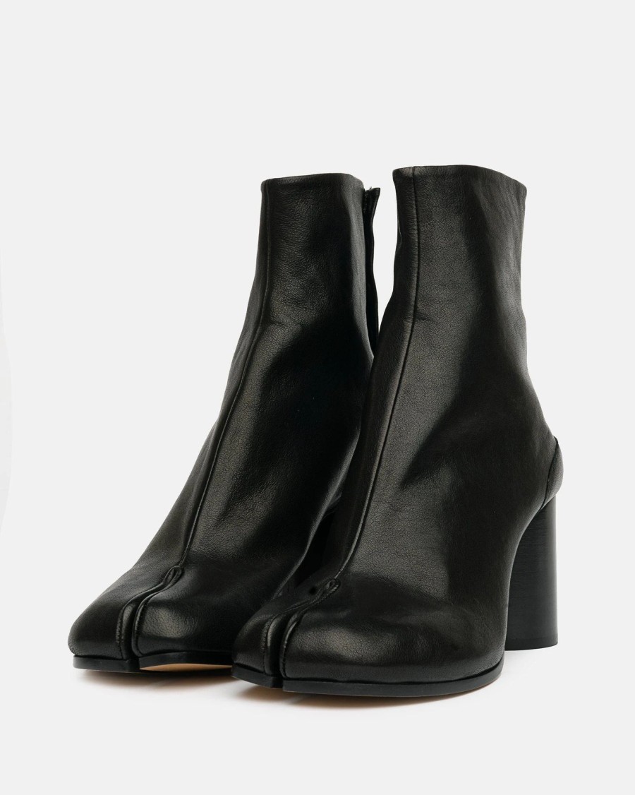 Footwear * | Maison Margiela Tabi Leather Ankle Boots In Black