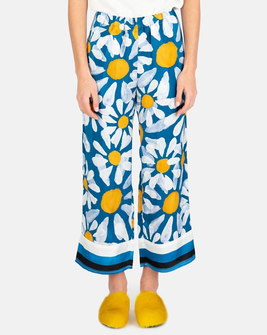 Pants * | Marni Euphoria Print Jacquard Cropped Pants In Royal