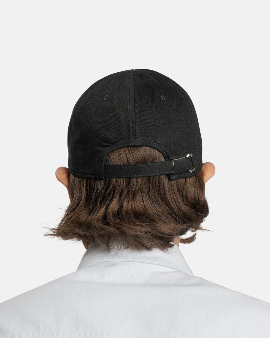 Accessories * | Raf Simons Small Leather Patch Hat In Black