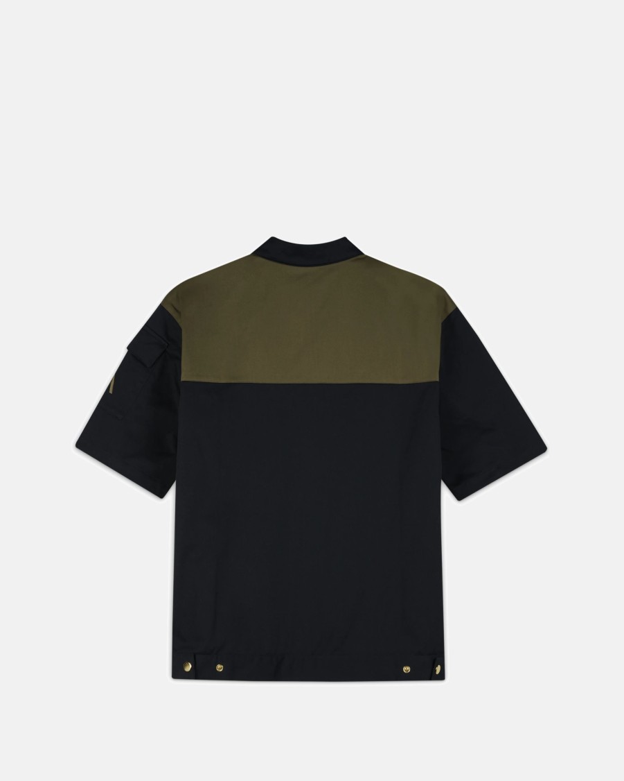 Tops * | Jordan Aleali May Zip-Up 'Fortune' Shortsleeve Shirt In Black/Olive