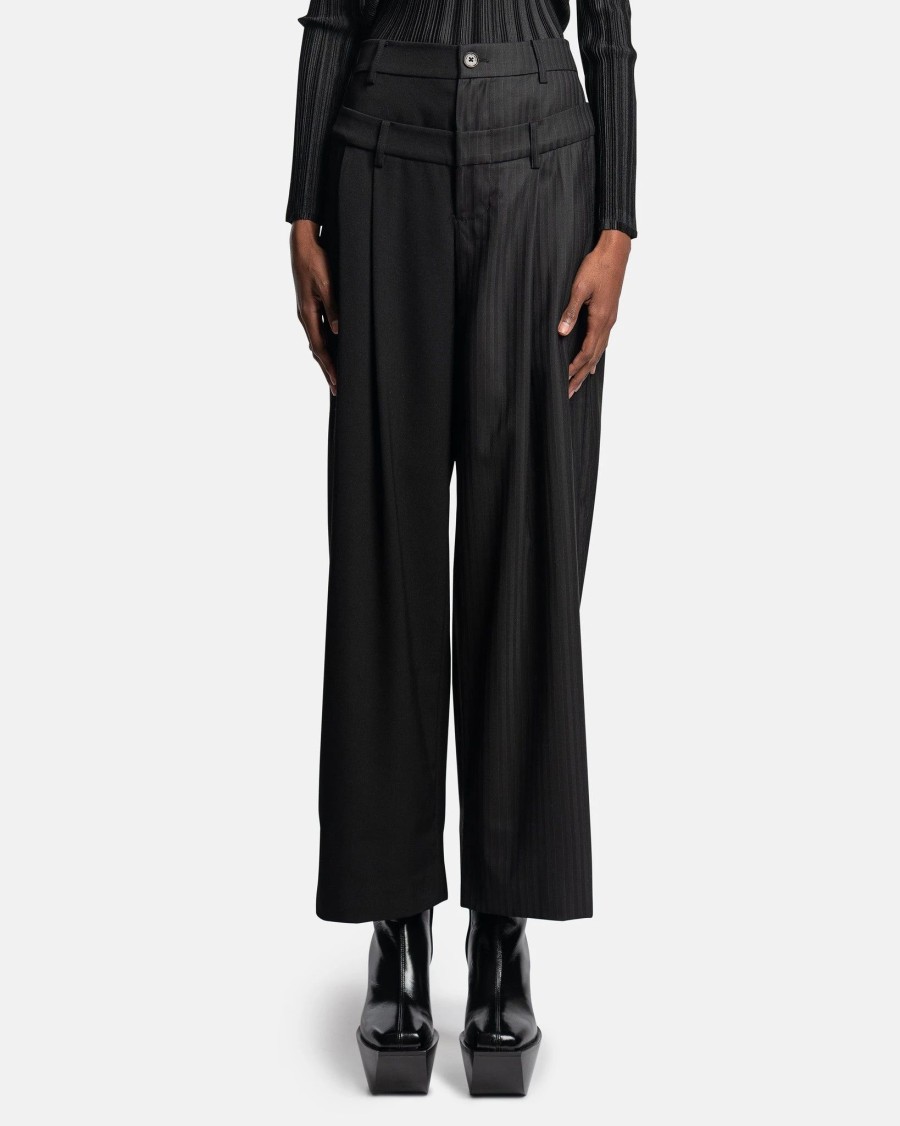 Pants * | Feng Chen Wang Women'S Double Waistband Trouser In Black