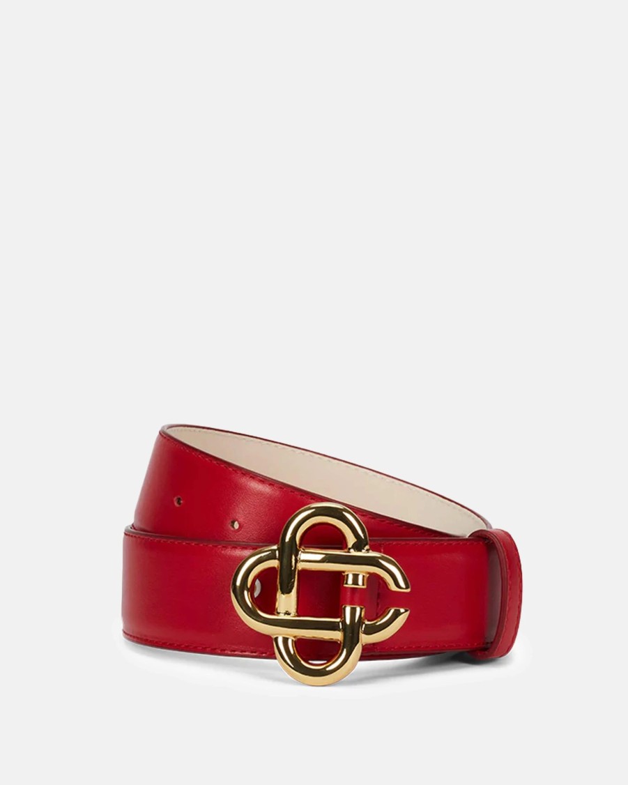 Accessories * | Casablanca Women'S Cc Logo Buckle Belt In Red