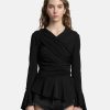 Tops * | Blumarine Draped Blouse In Black