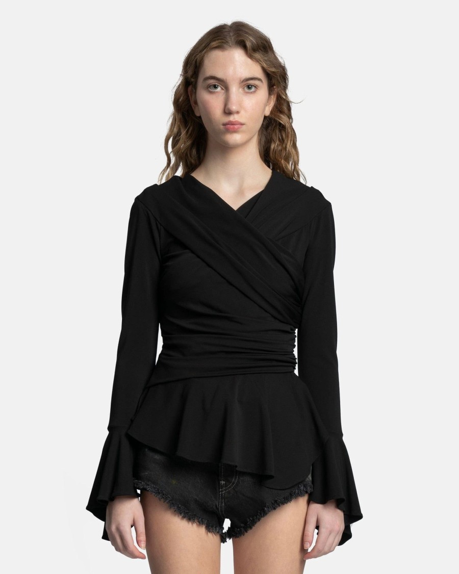 Tops * | Blumarine Draped Blouse In Black