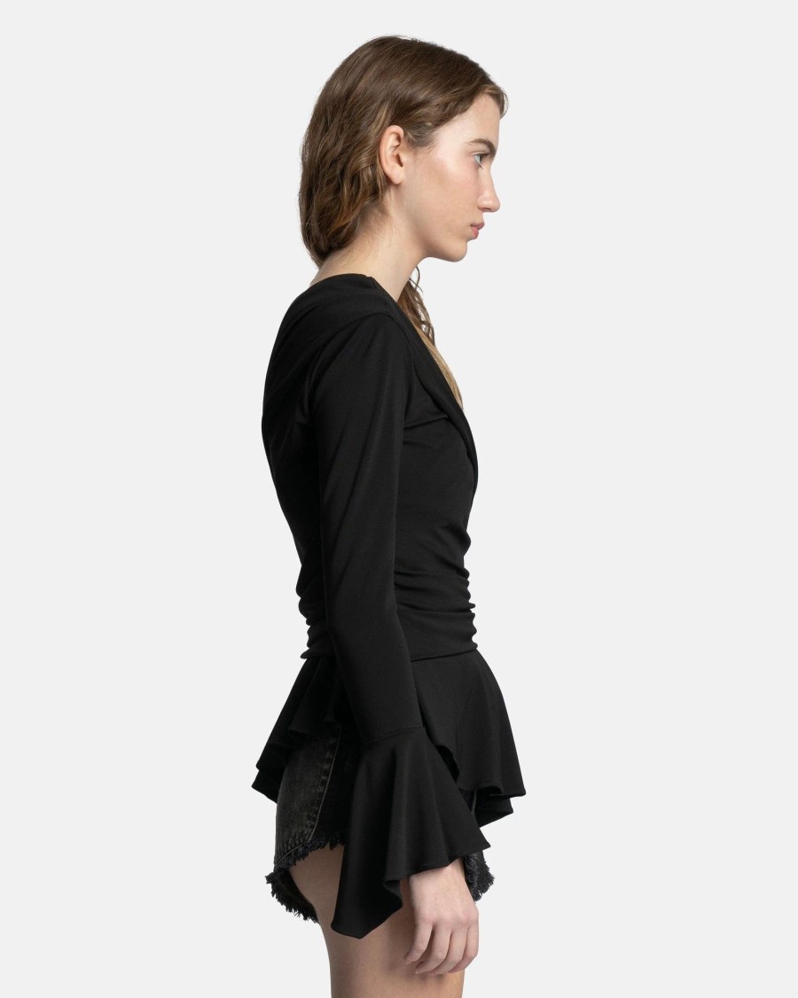 Tops * | Blumarine Draped Blouse In Black