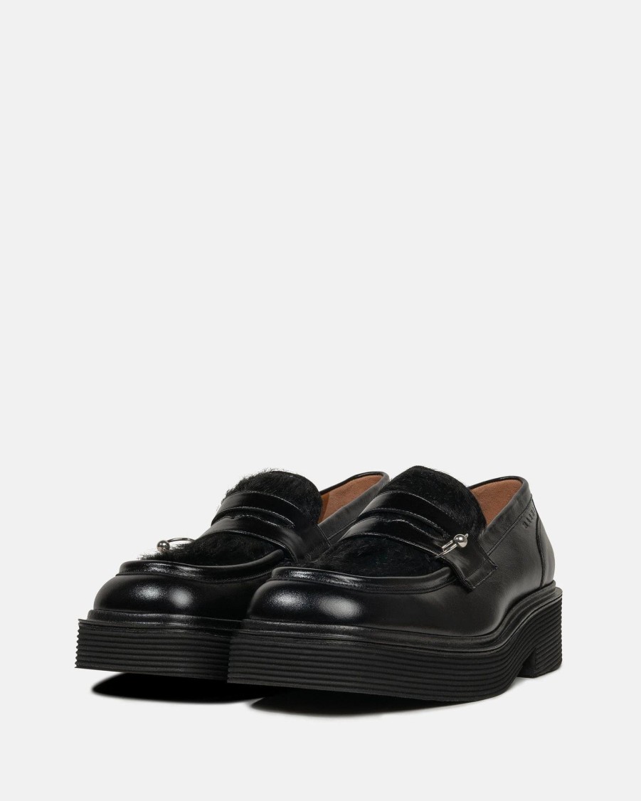 Footwear * | Marni Pierced Hair Moccasins In Black