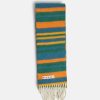 Accessories * | Marni Striped Brushed Wool Scarf In Sea Green