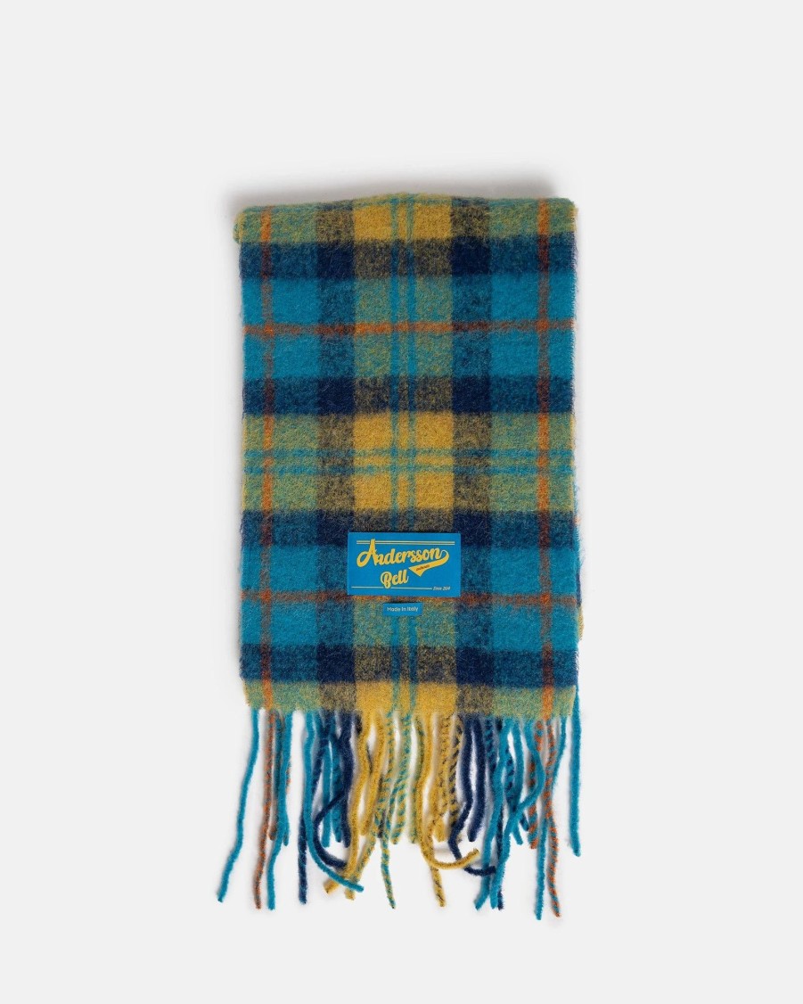 Accessories * | Andersson Bell Stola Big Check Scarf In Blue