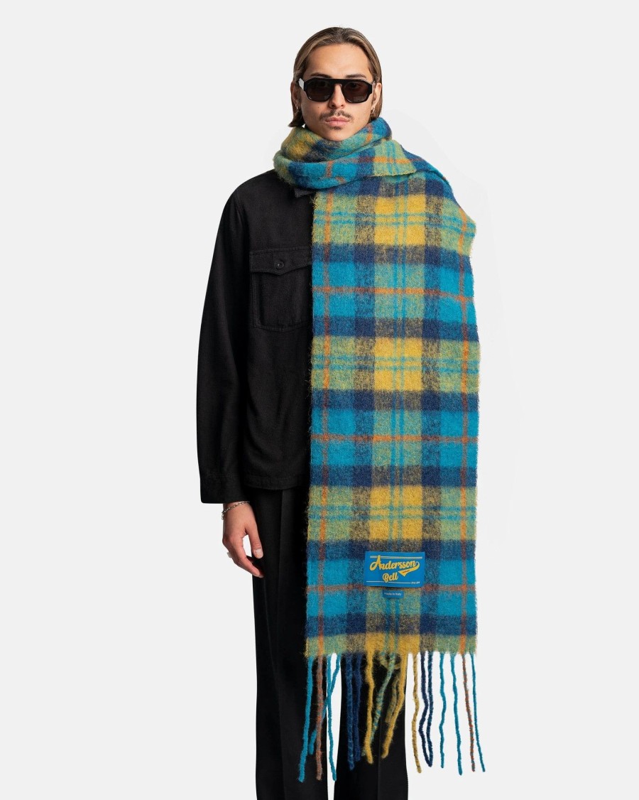 Accessories * | Andersson Bell Stola Big Check Scarf In Blue