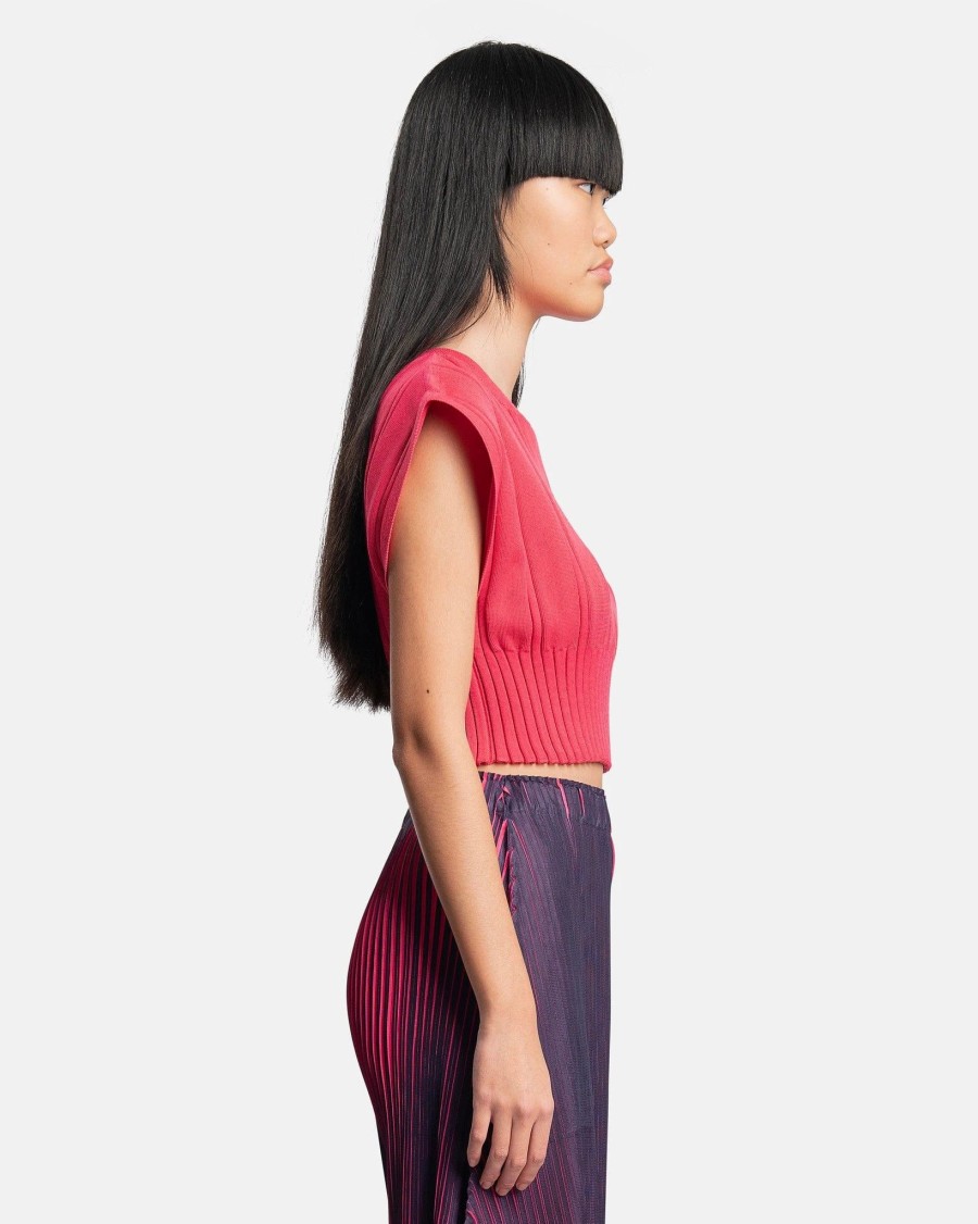 Tops * | Pleats Please Issey Miyake Link Knit Vest In Neon Pink