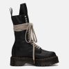 Footwear * | Rick Owens Drkshdw Dr.Martens 1918 Leather Lace Up Platform Boots In Black Lunar